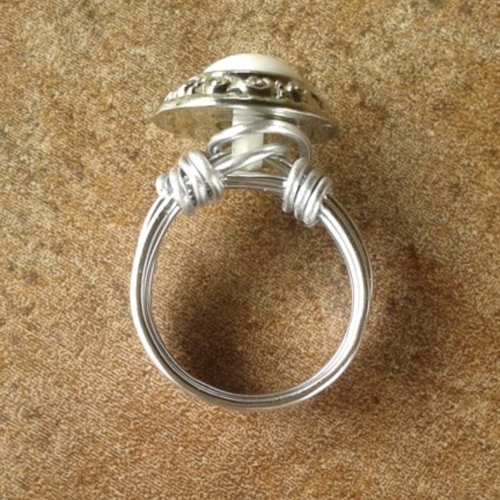 Wire Wrapped Button Ring - Picture 4 of 4